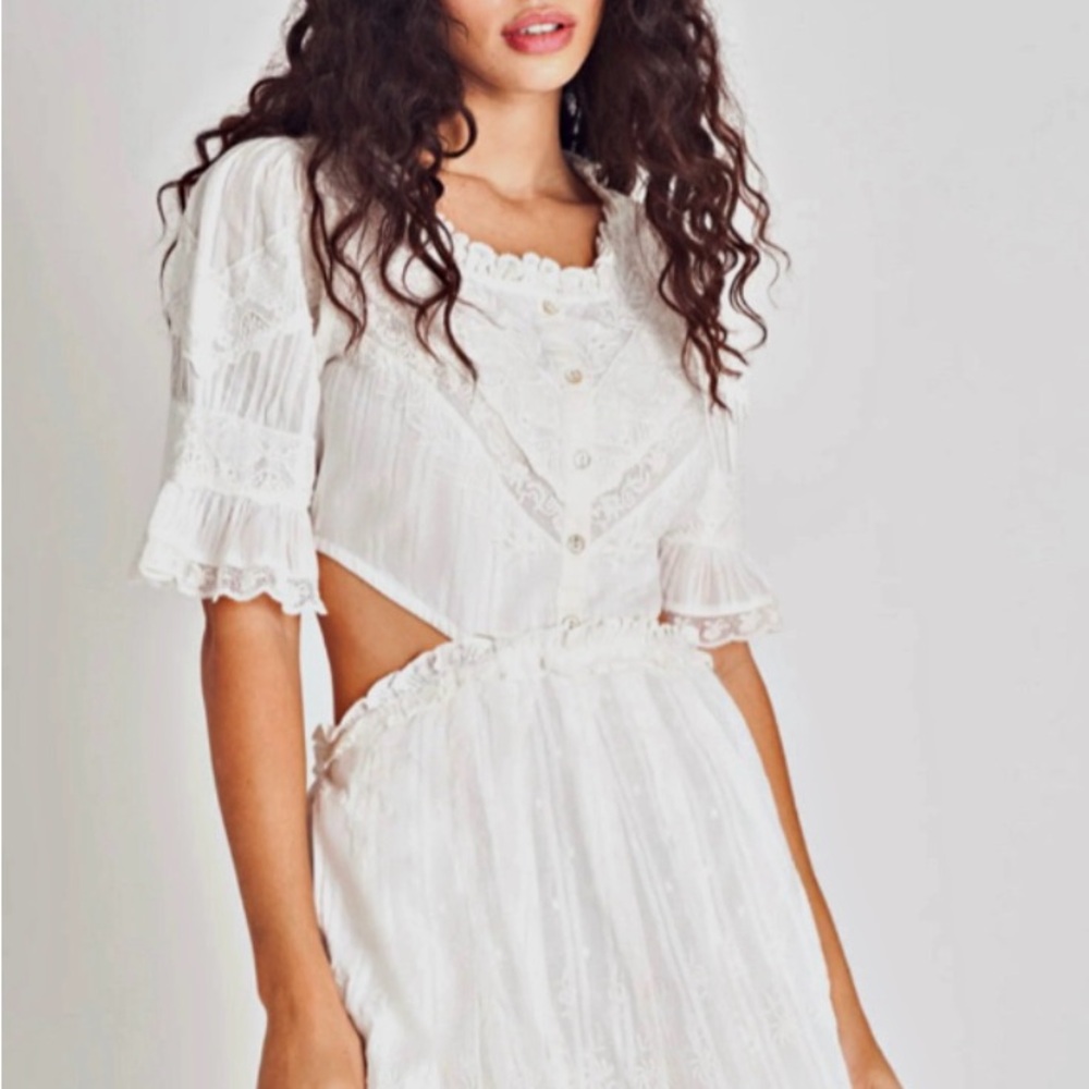 LoveShackFancy White Lace Mini Dress